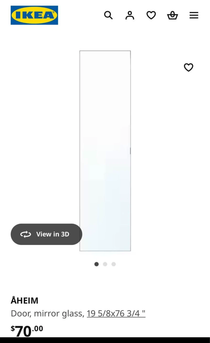 IKEA pax Door, Mirror Glass, 19 5/8x76 3/4"