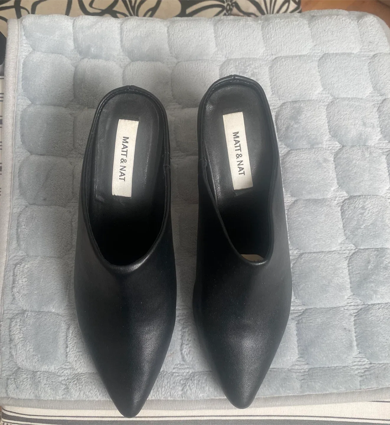 Matt & Nat Black Vegan Leather Mules, Size 8 thumbnail
