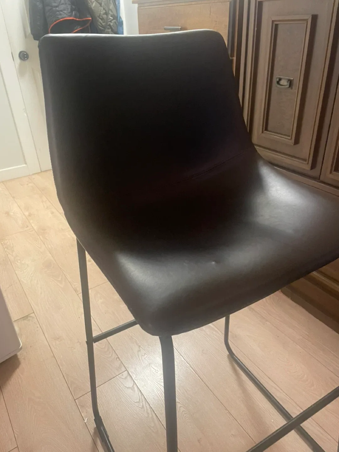 Brown Leather Bar Stool thumbnail