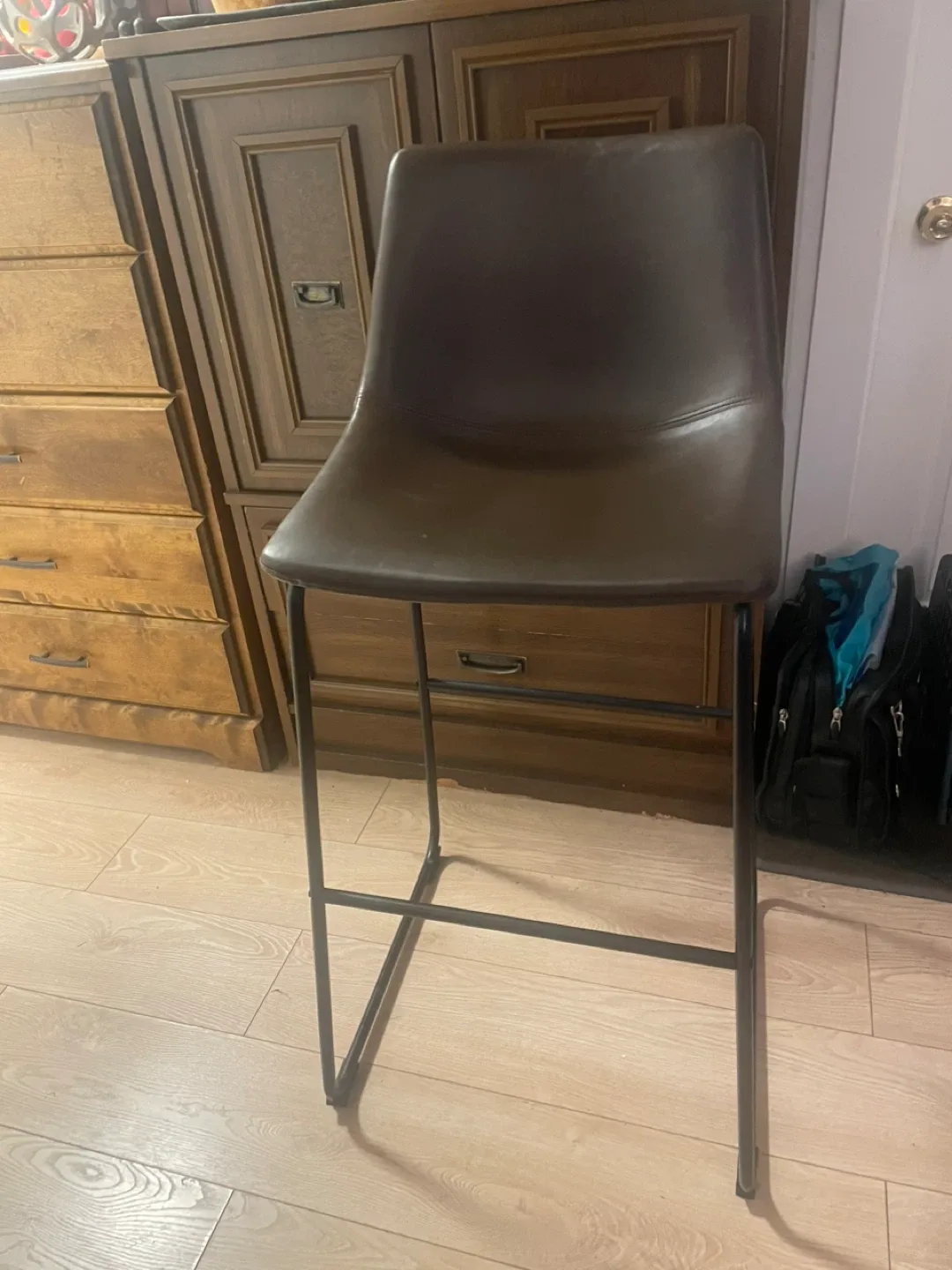 Brown Leather Bar Stool image indicator(2)