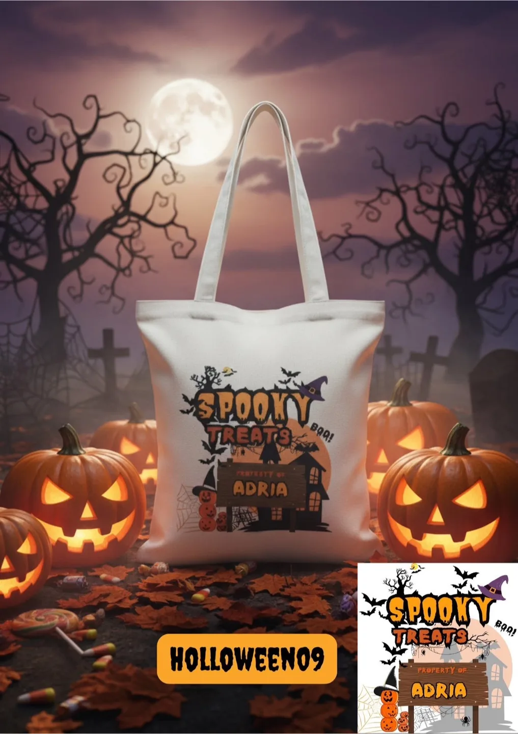 Halloween Themed Tote Bag image indicator(9)