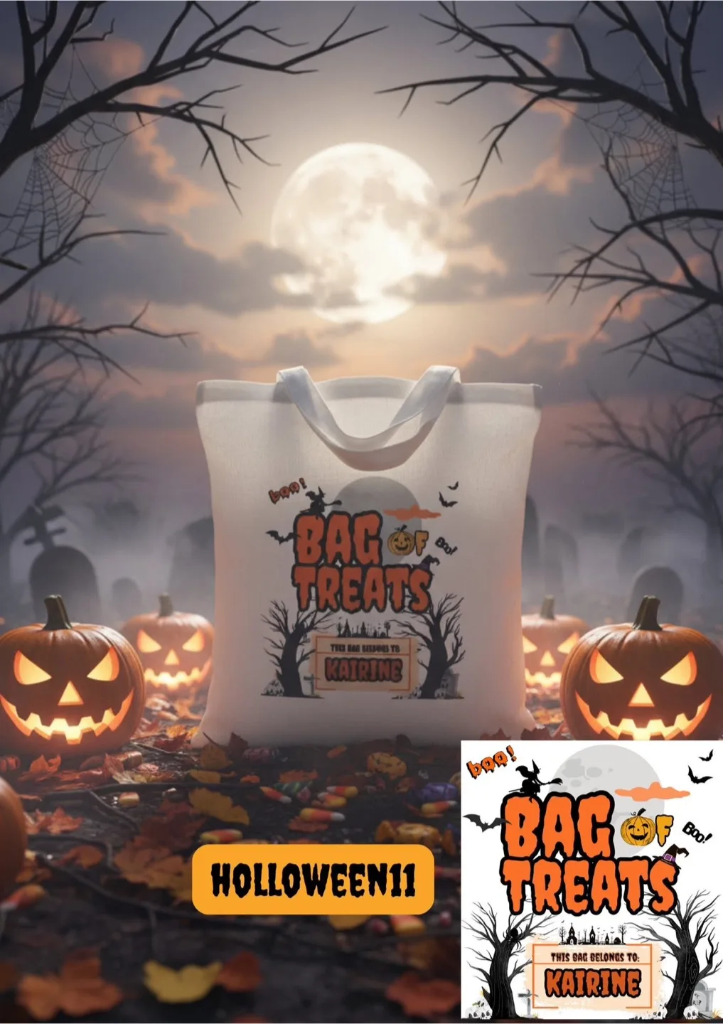 Halloween Themed Tote Bag image indicator(10)