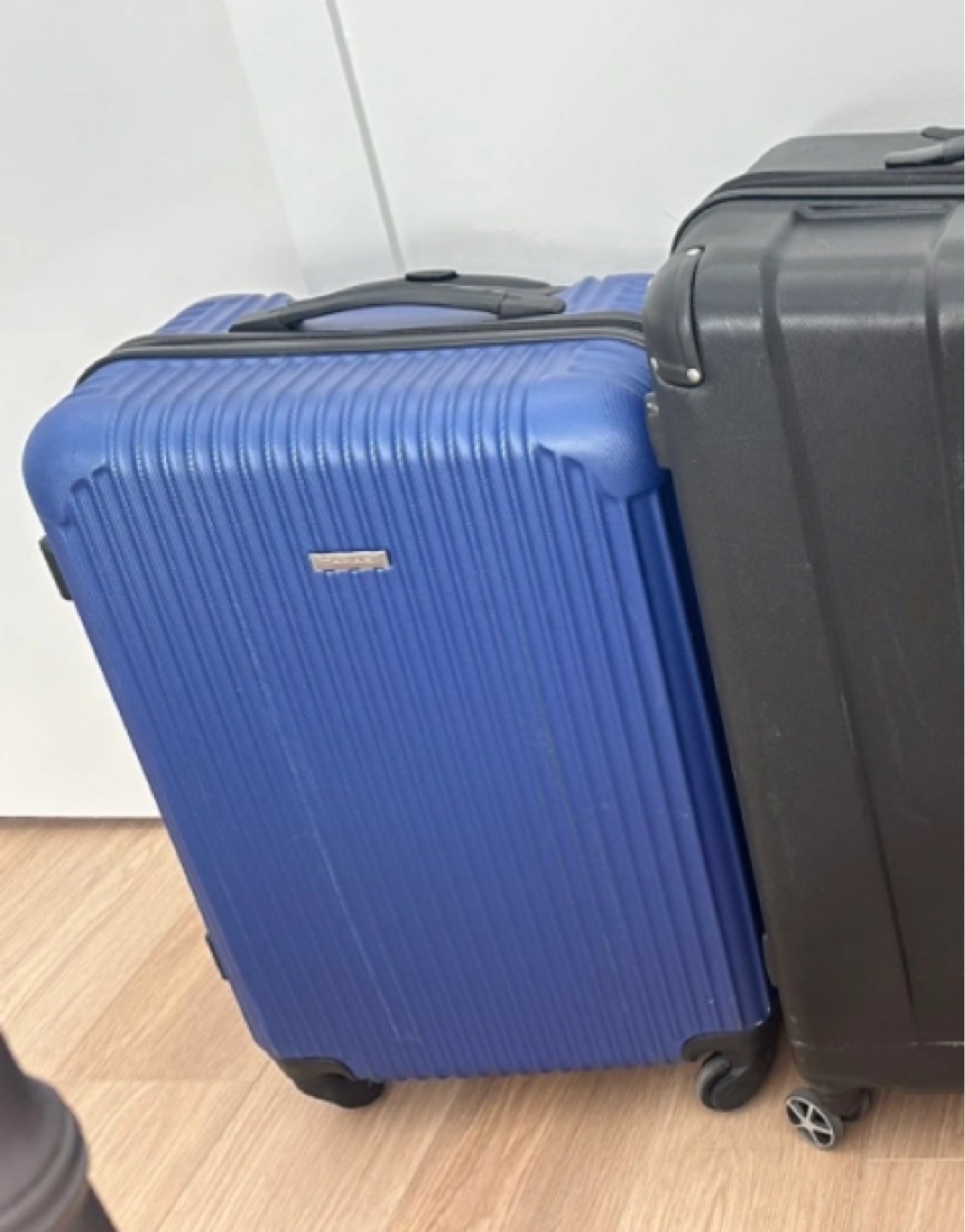 Medium blue checked luggage