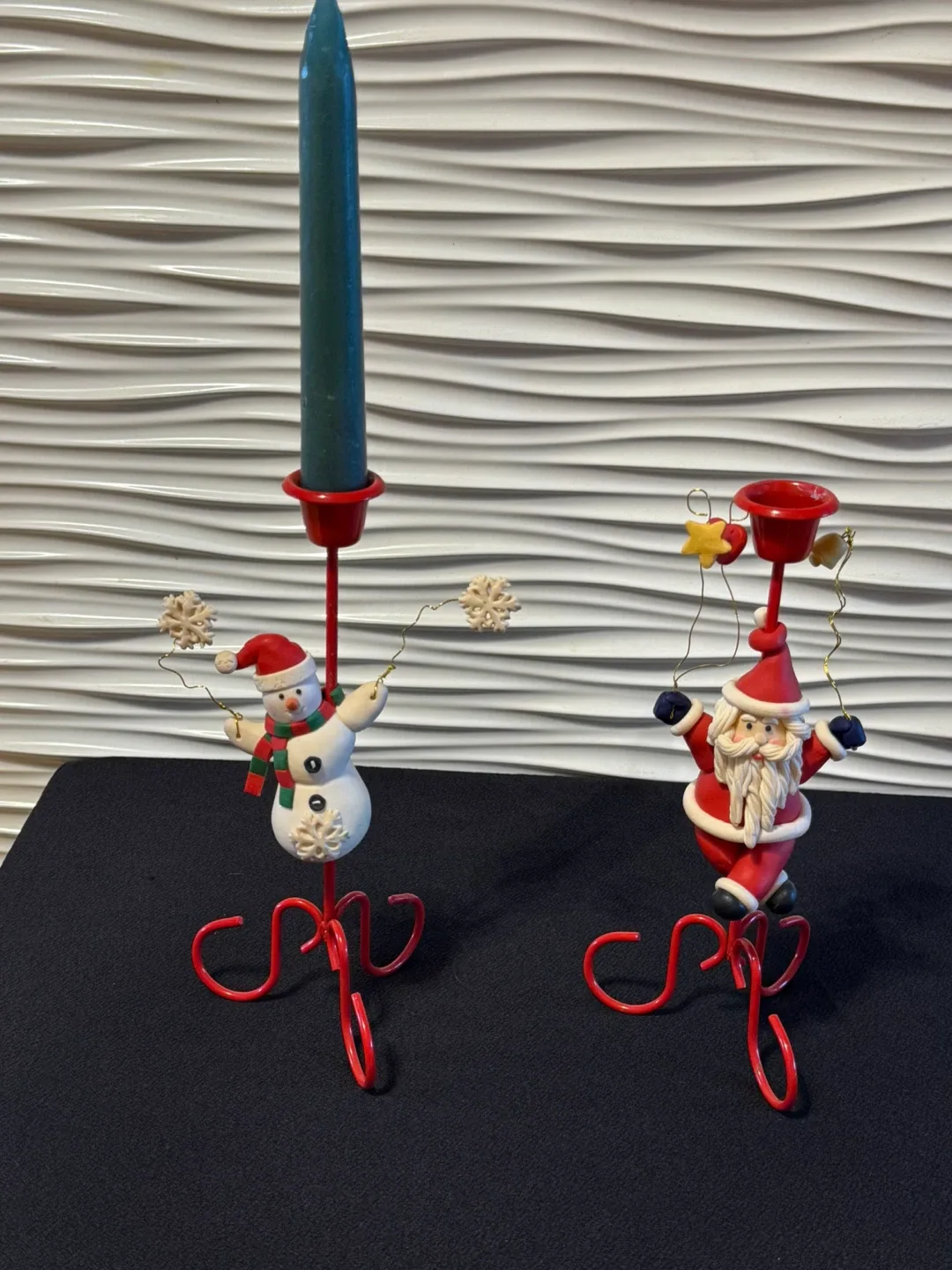Christmas Snowman & Santa Candle Holders thumbnail