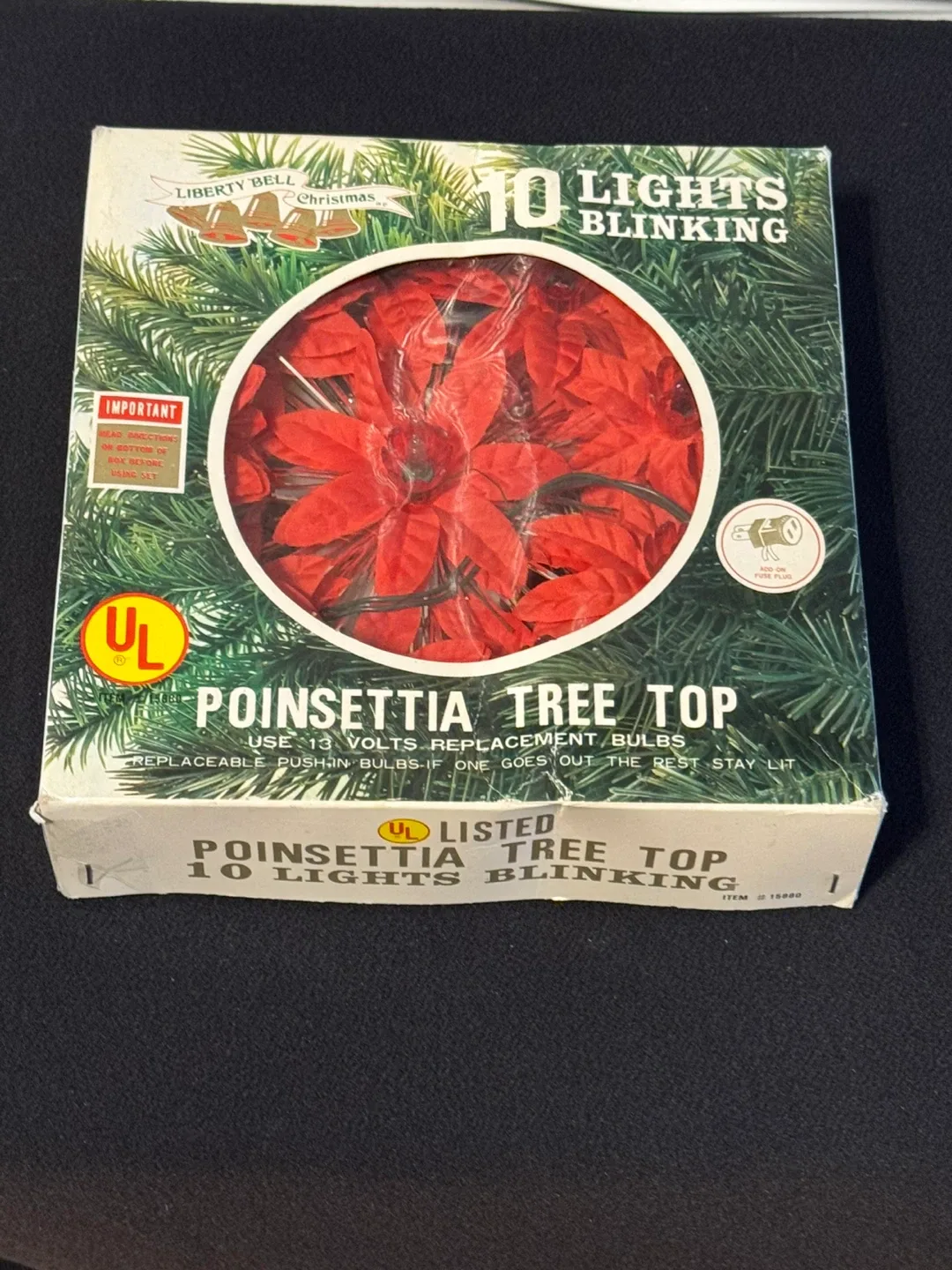 Liberty Bell Poinsettia Tree Top - 10 Blinking Lights thumbnail