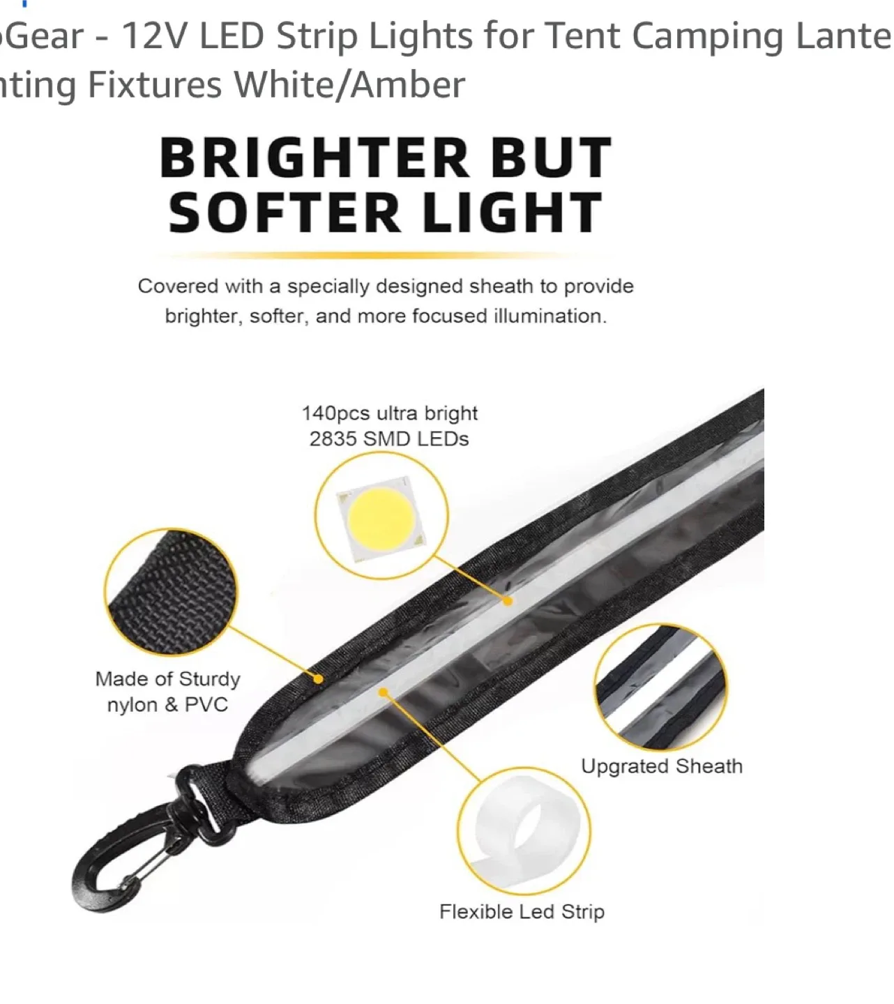 TopAutoGear 12V LED Strip Lights - Camping Lantern image indicator(5)