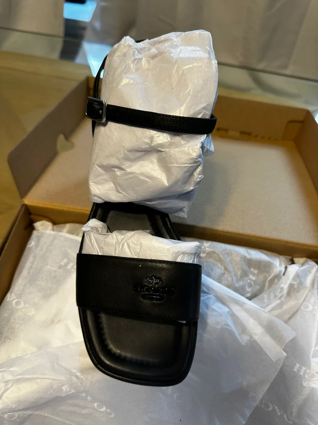 Coach Black Leather Platform Wedge Sandals image indicator(6)