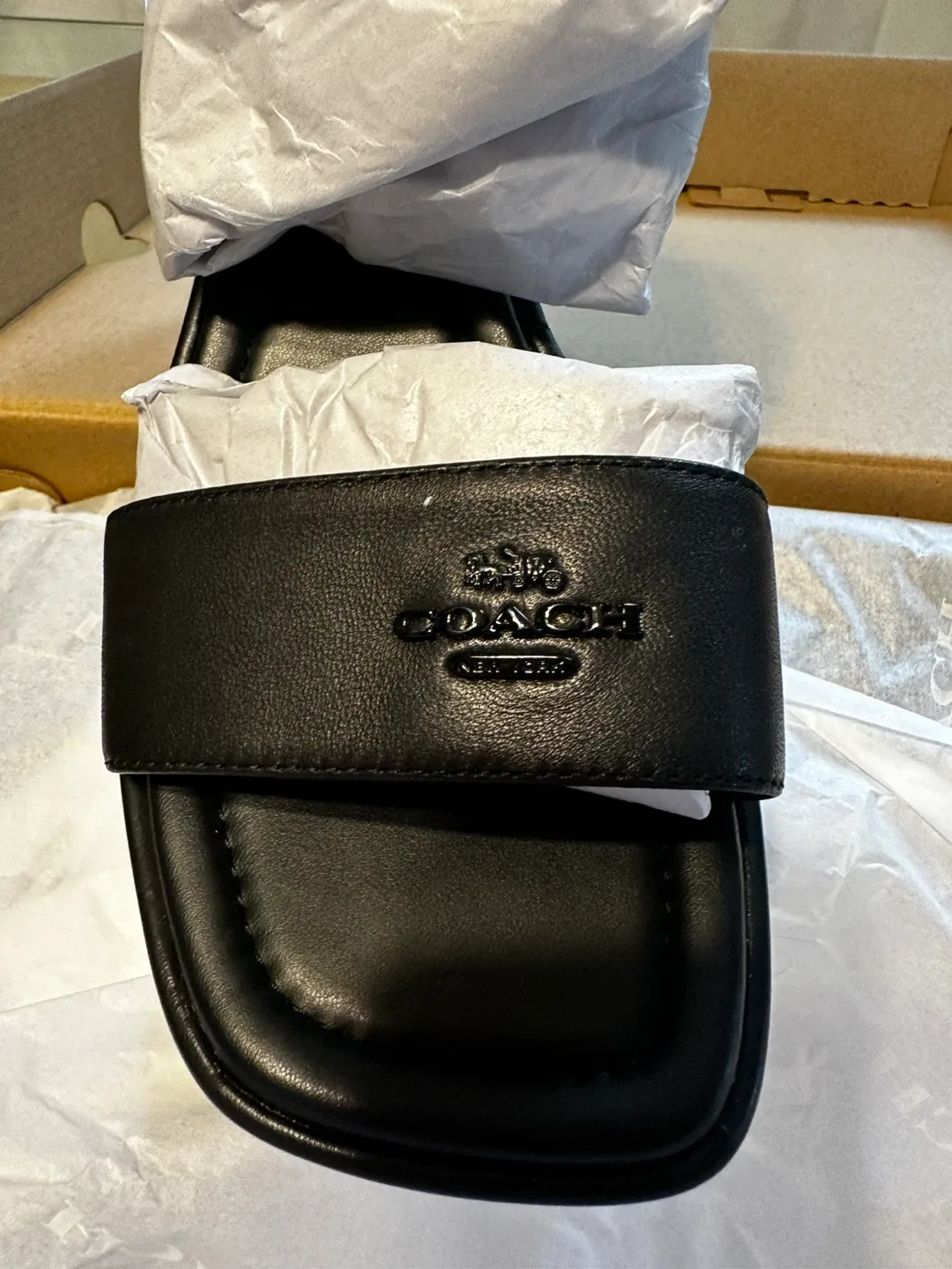 Coach Black Leather Platform Wedge Sandals image indicator(5)