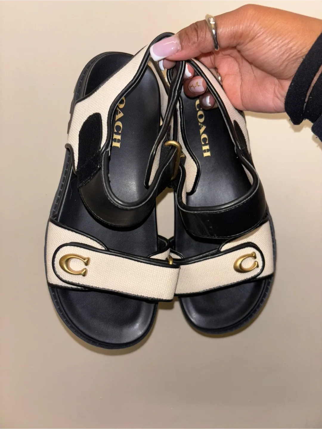 Coach Black & Cream Sandals image indicator(4)