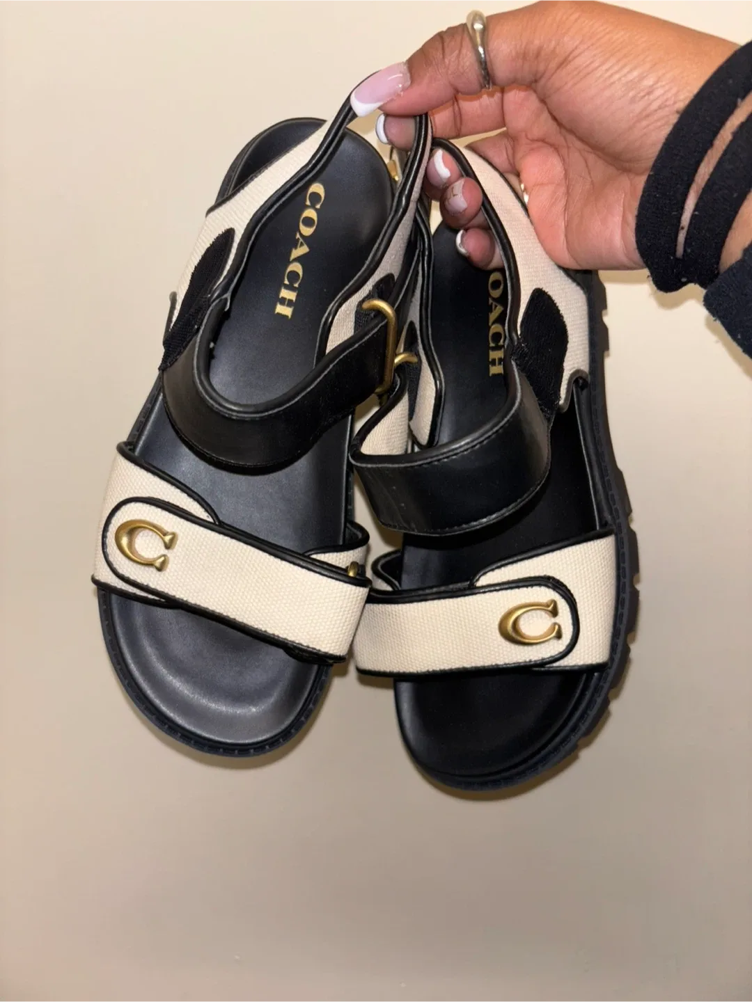 Coach Black & Cream Sandals image indicator(3)