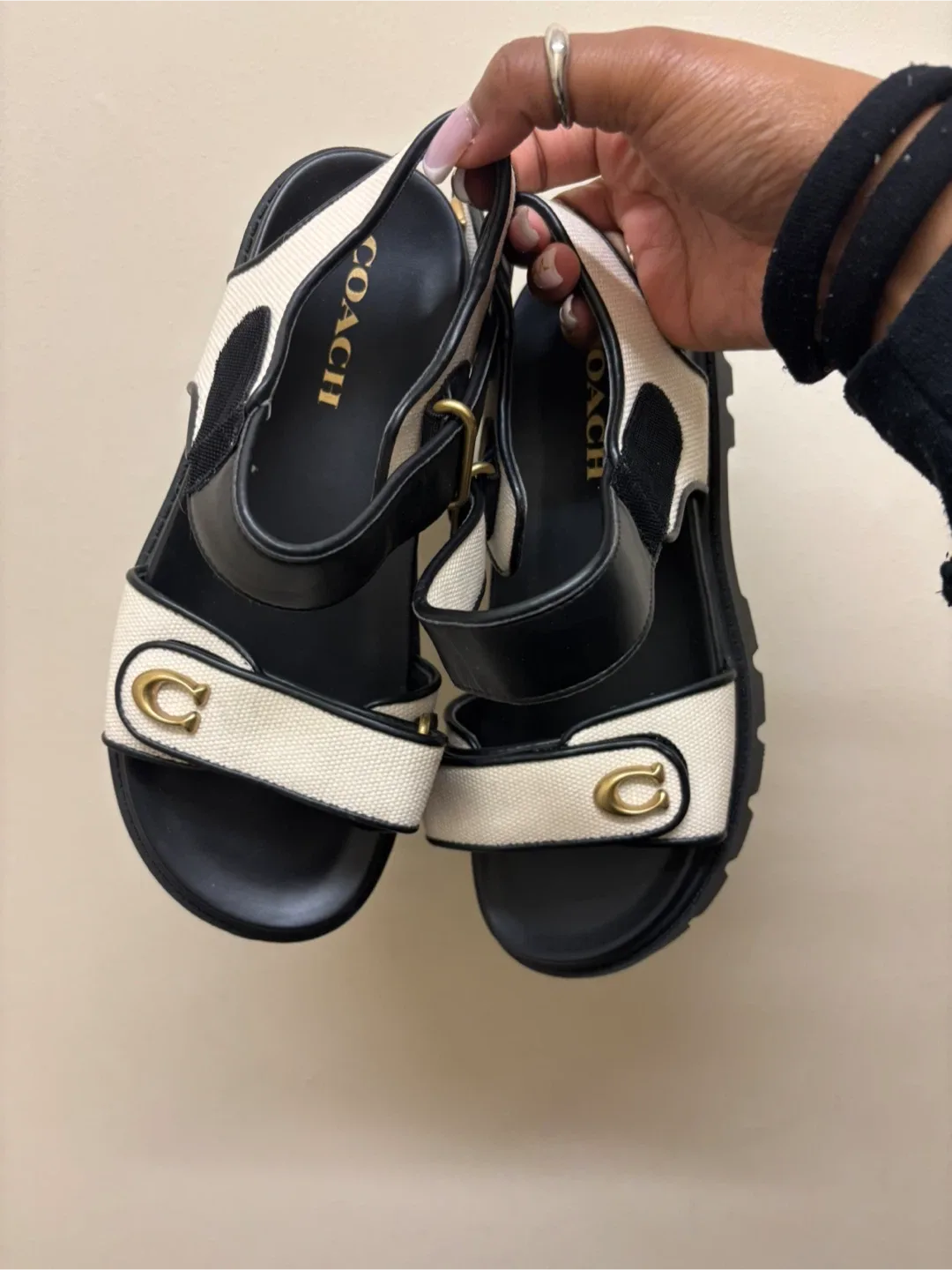 Coach Black & Cream Sandals image indicator(2)