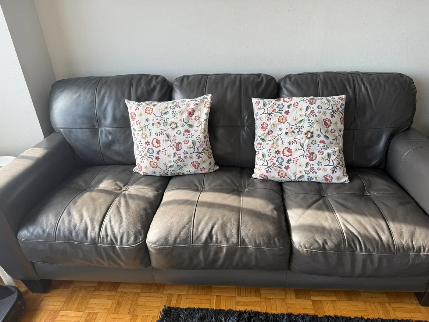 2 Leather Sofa - Grey image indicator(2)
