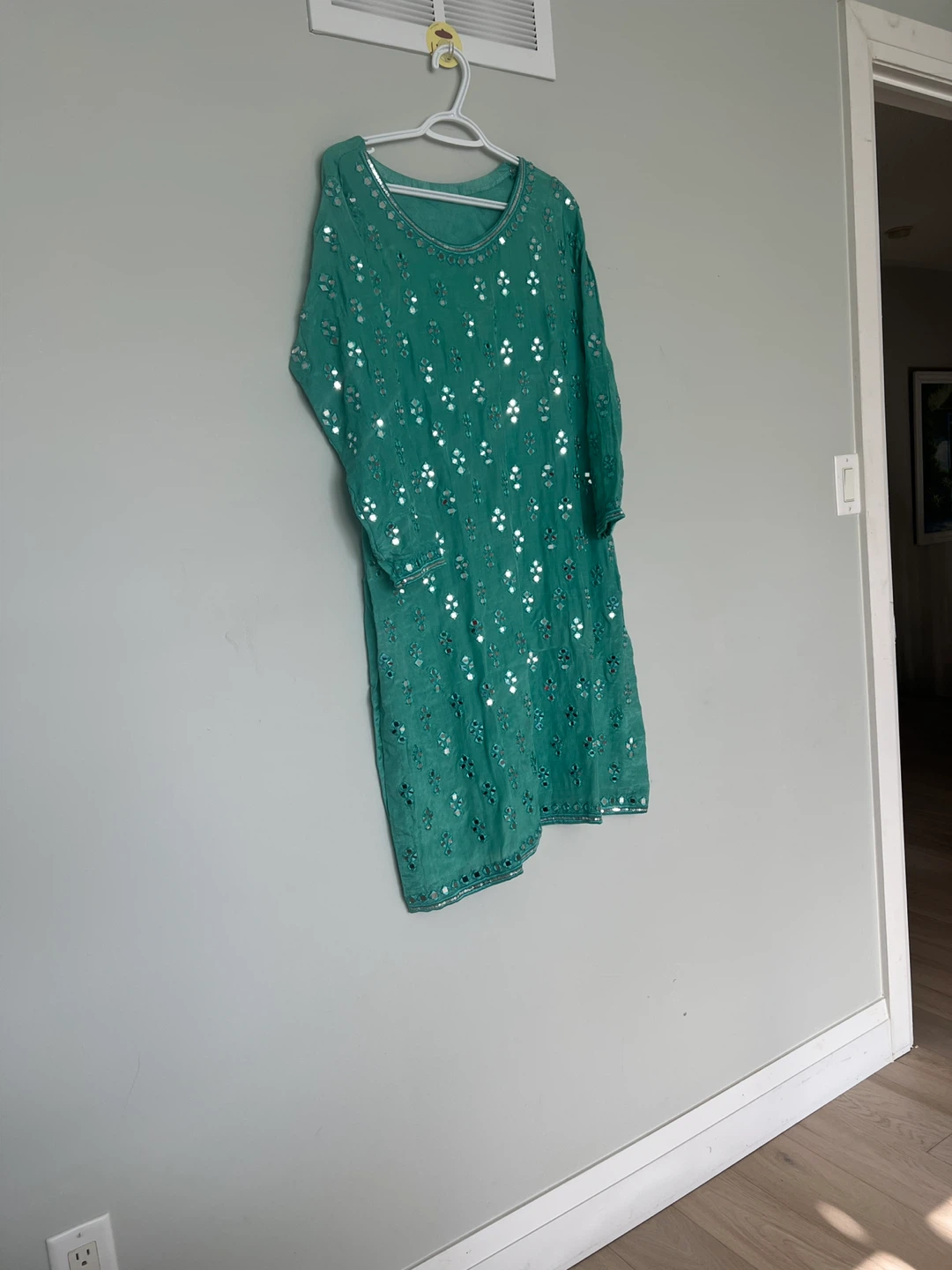 Teal Mirrorwork Salwar Kameez