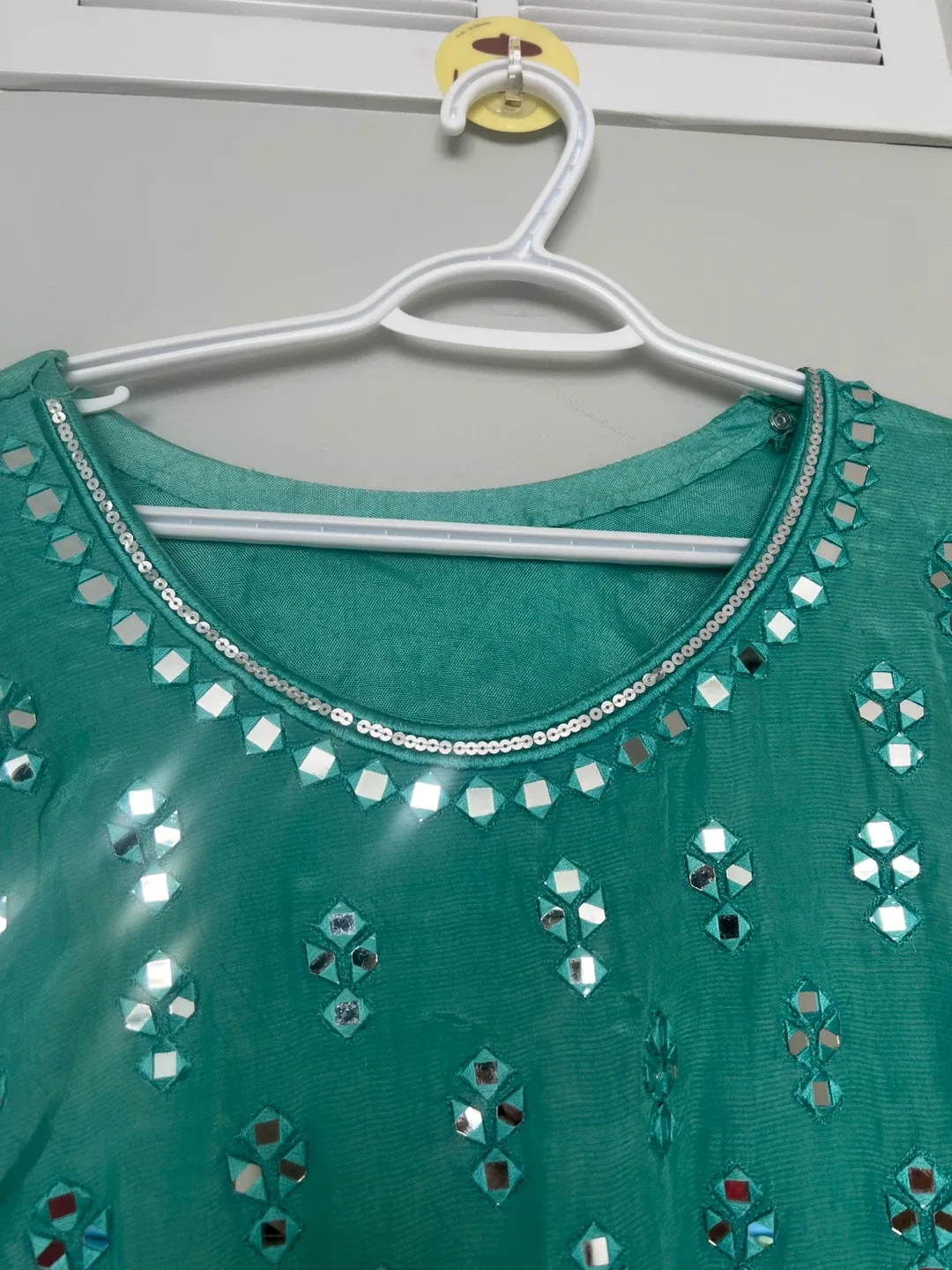 Teal Mirrorwork Salwar Kameez image indicator(4)