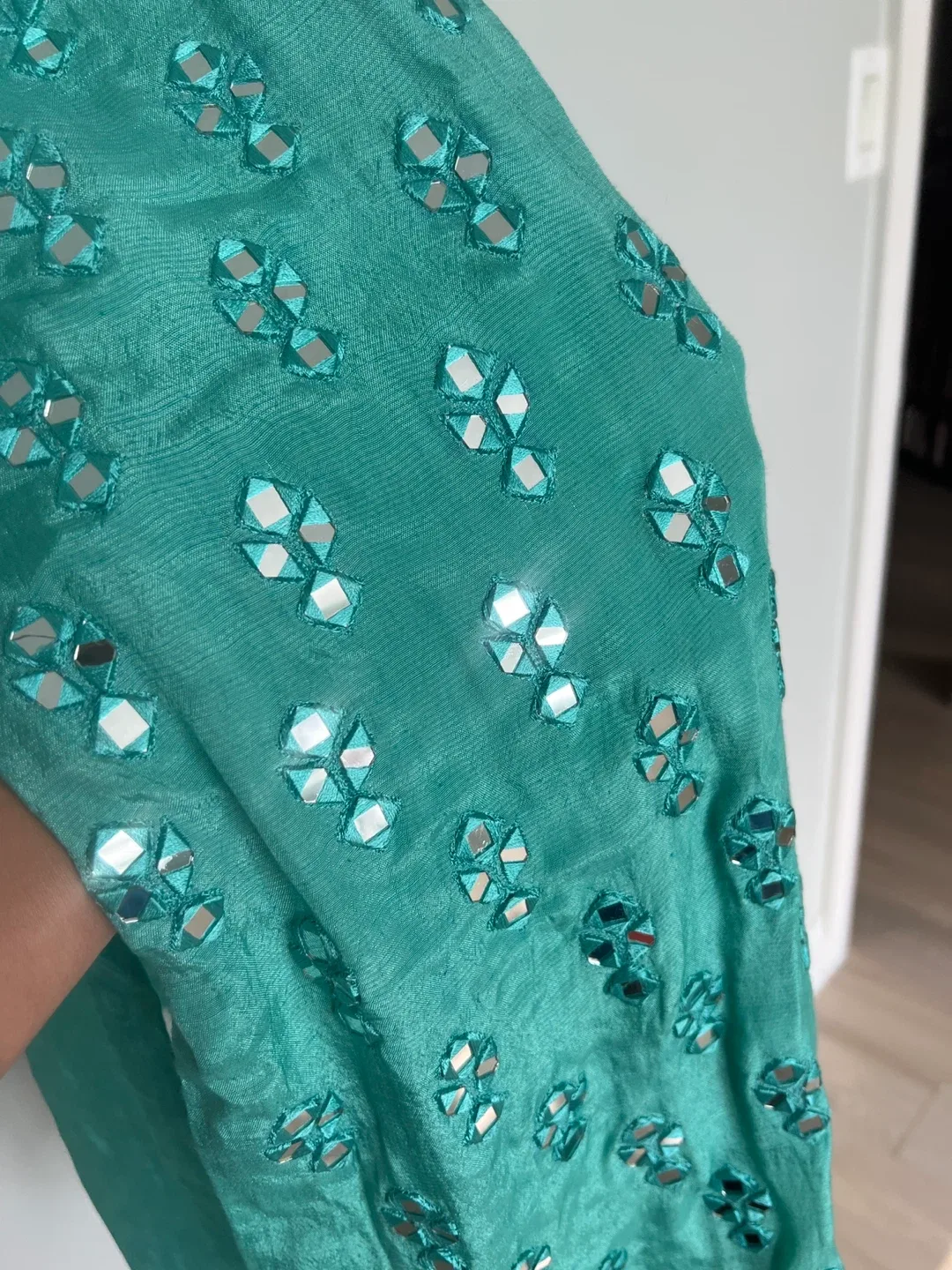 Teal Mirrorwork Salwar Kameez image indicator(5)