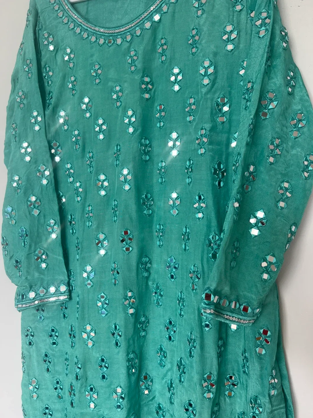 Teal Mirrorwork Salwar Kameez image indicator(3)