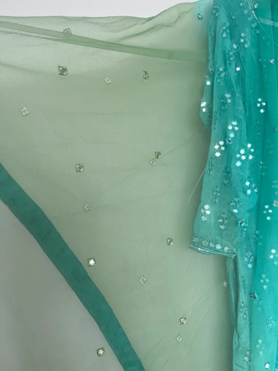 Teal Mirrorwork Salwar Kameez image indicator(9)