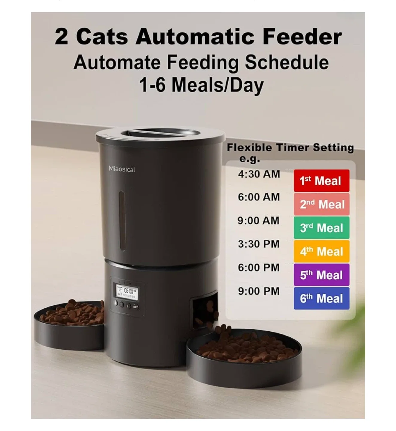 New Miaosical Automatic Pet Feeder - Dual Bowls image indicator(2)