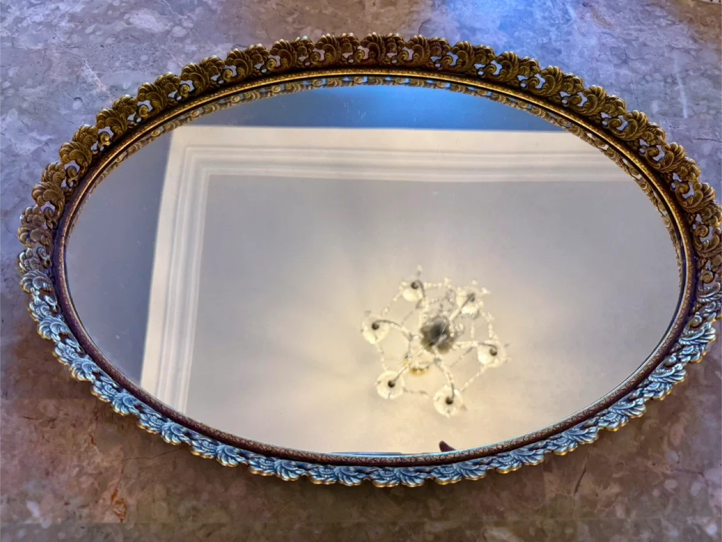 Oval Gold Ornate Vanity tray thumbnail