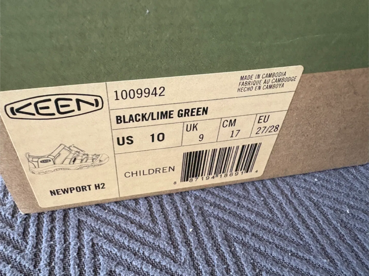 KEEN Newport H2 Black/Lime Green US 10 Children's Sandals image indicator(3)