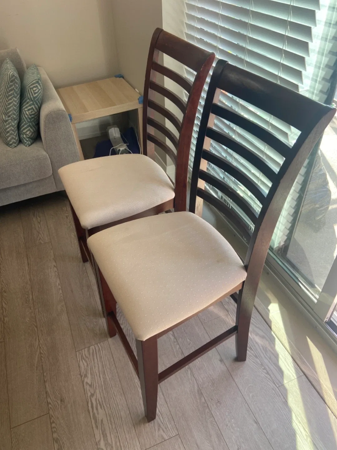 Two Wooden bar stool Chairs image indicator(2)