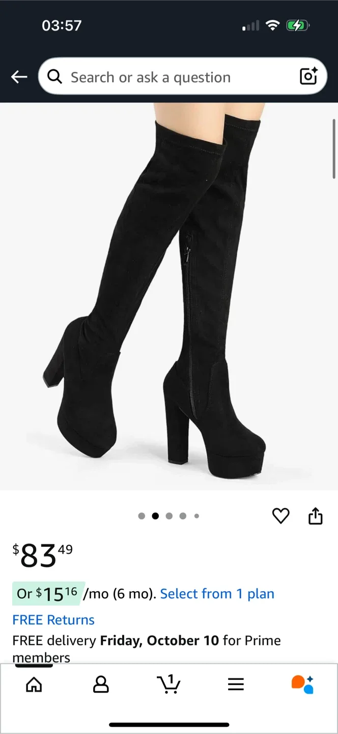 Black Platform Over the Knee Boots (Size 10) image indicator(2)