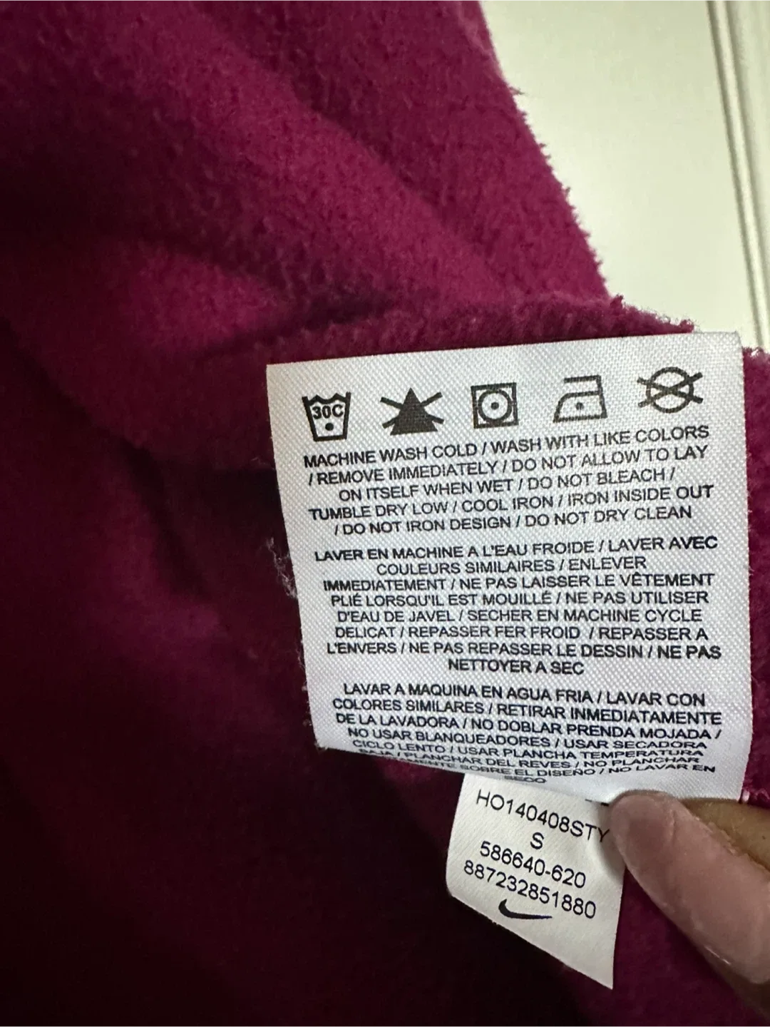 Women’s Magenta Nike Full Zip Hoodie - Size Small image indicator(8)