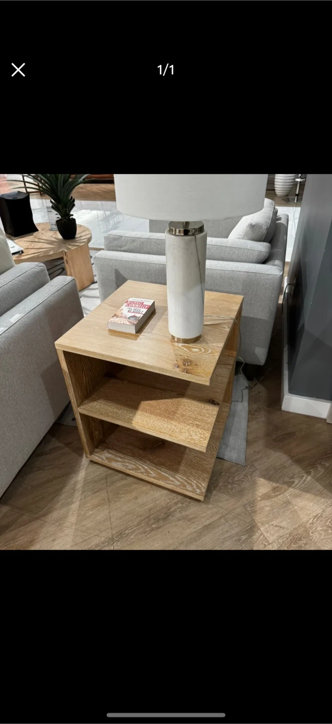 Natural Wood Side Table with Shelf