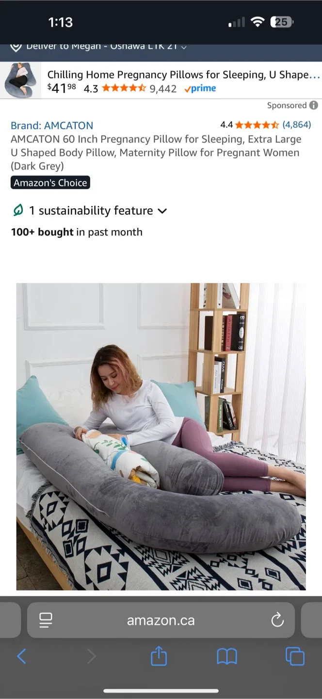 Amcaton 60 Inch Pregnancy Pillow - Dark Grey image indicator(2)