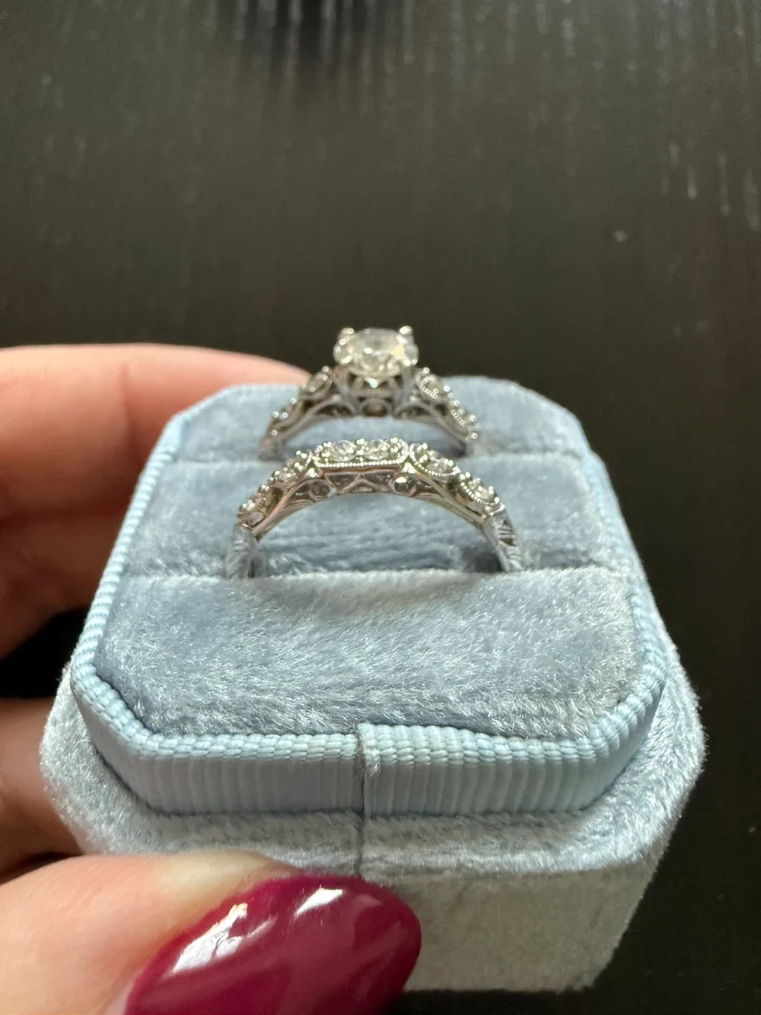 14KT White Gold Diamond Engagement & Wedding Ring Set image indicator(4)