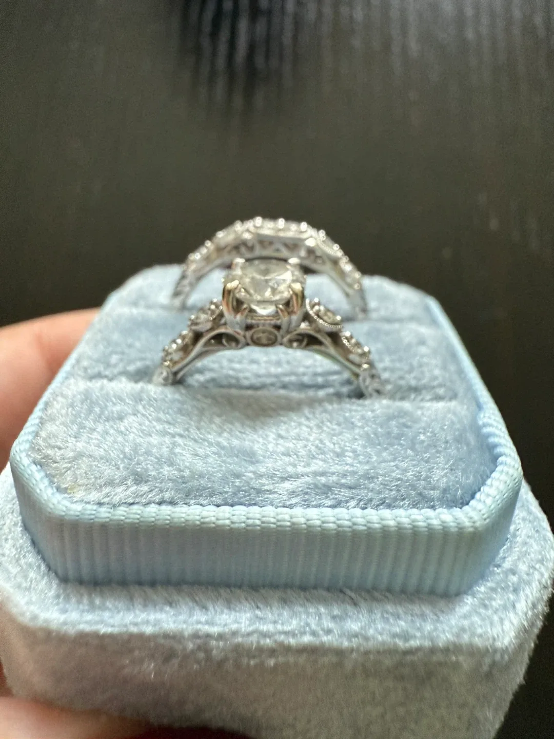 14KT White Gold Diamond Engagement & Wedding Ring Set image indicator(3)