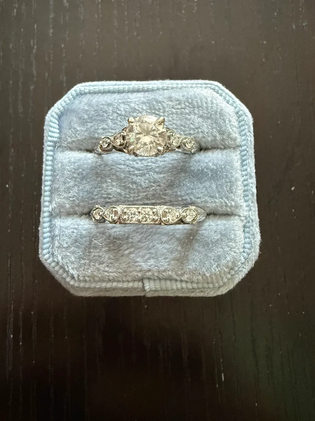 14KT White Gold Diamond Engagement & Wedding Ring Set image indicator(2)