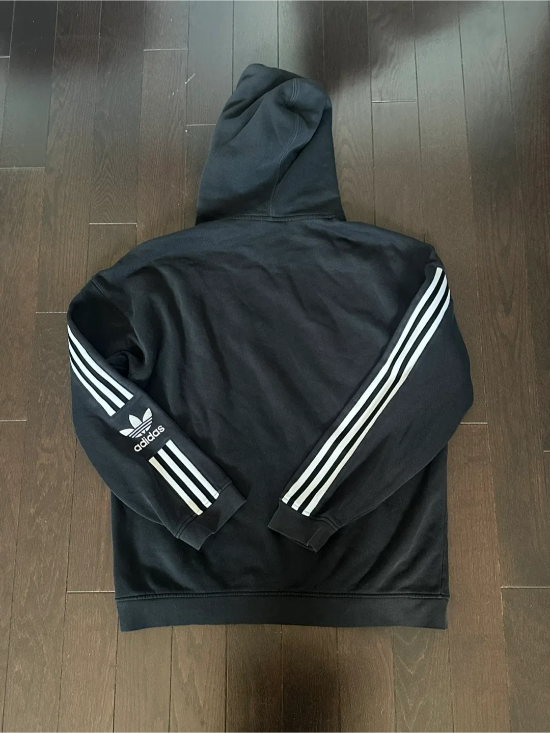Mens Adidas Black Hoodie with Embroidered Logo 3 Stripes image indicator(5)