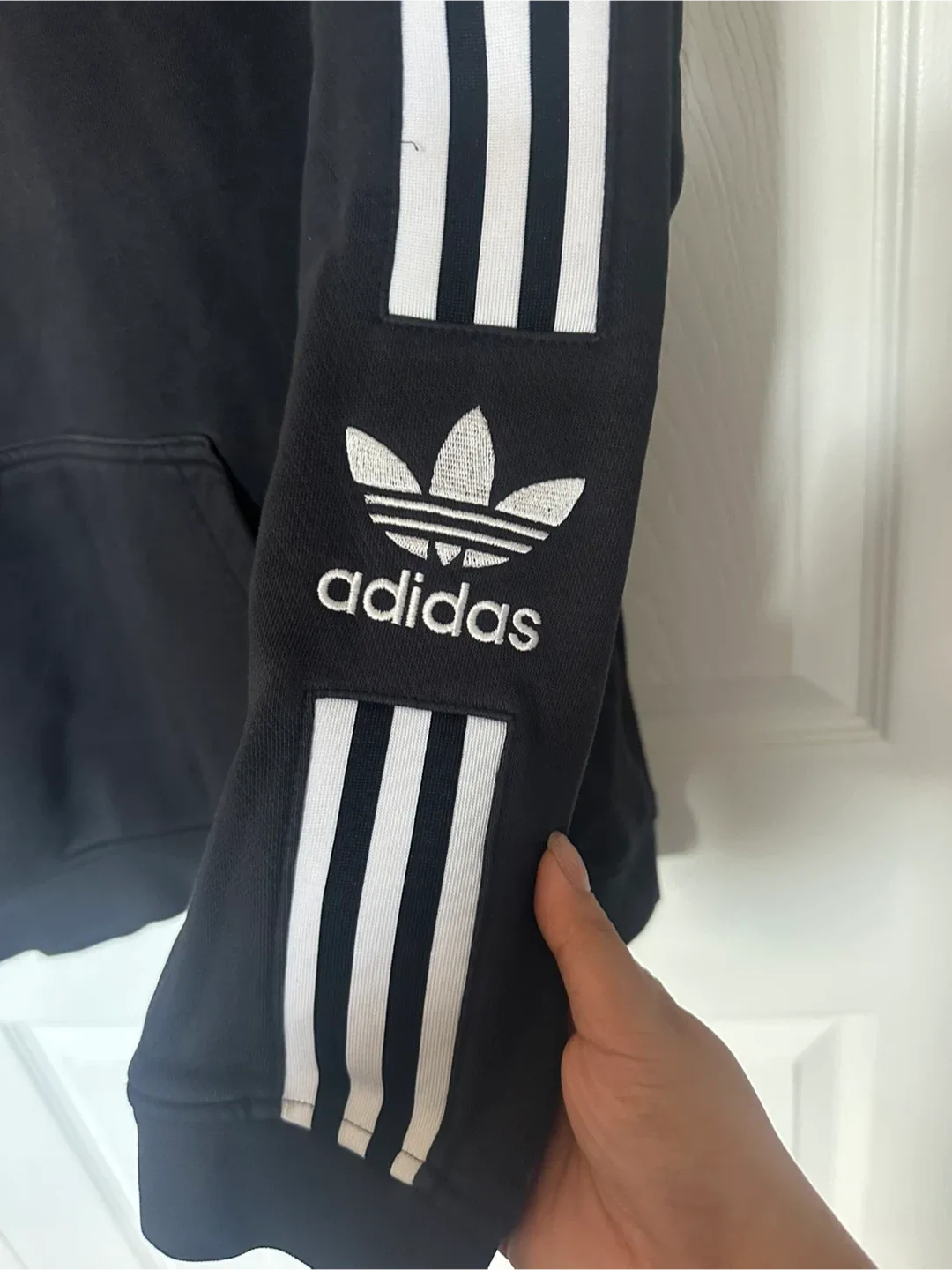 Mens Adidas Black Hoodie with Embroidered Logo 3 Stripes image indicator(3)