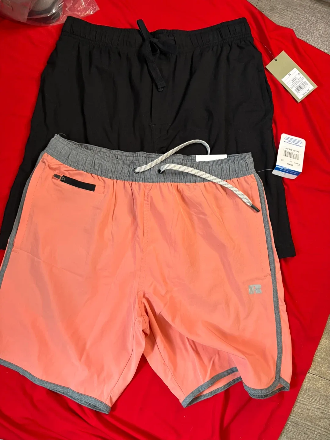 Men's Athletic Shorts - Black & Peach, Size M thumbnail