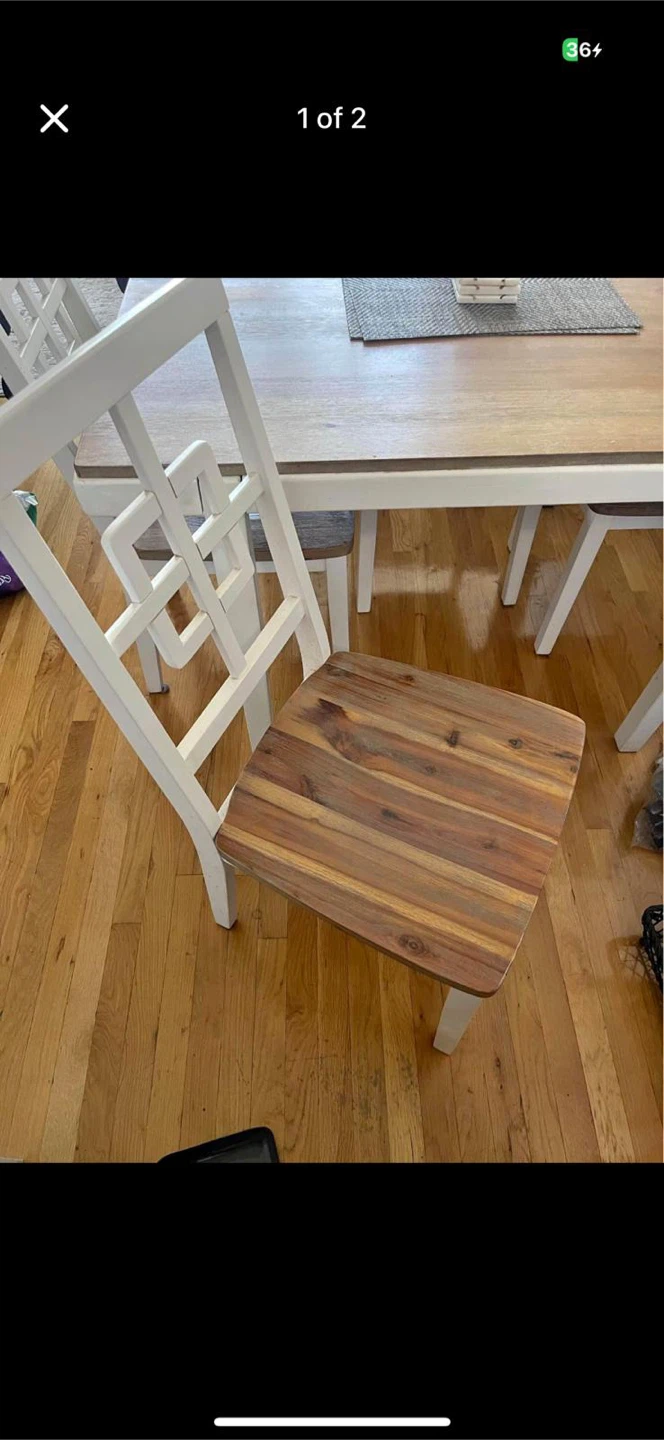 Dining Table with 4 Chairs - Wood & White - photo 2