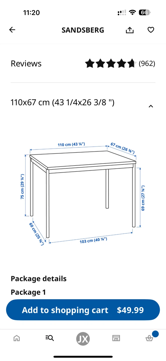 IKEA SANDSBERG Black Table 43 1/4"x26 3/8" - photo 3