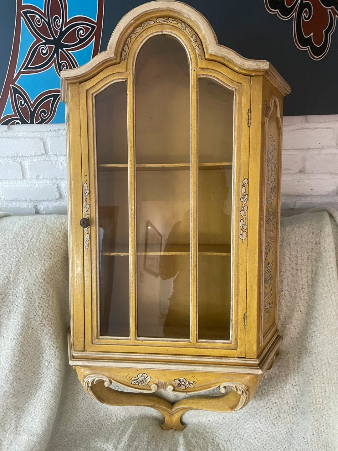 Vintage Style Yellow Wall Cabinet