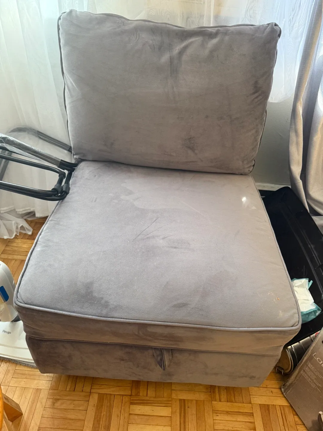 Grey Storage Ottoman Chair thumbnail