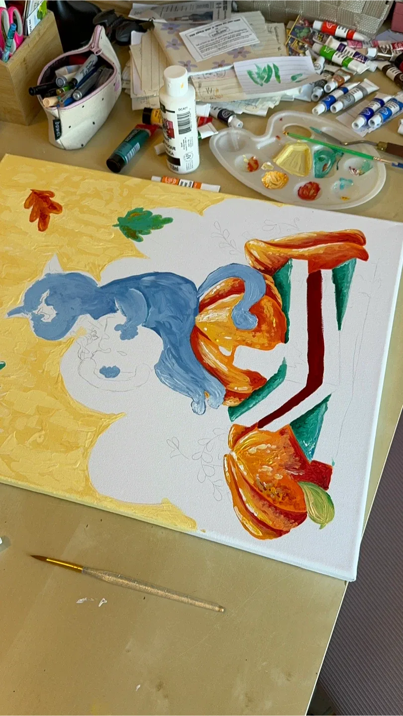 Autumn mood. Acrylic painting image indicator(4)