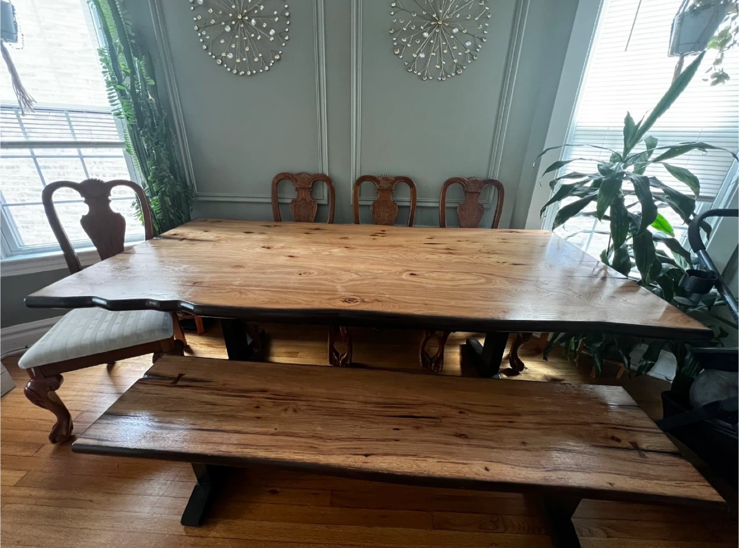 Wood Dining Table with Bench and 4 Chairs - photo 3