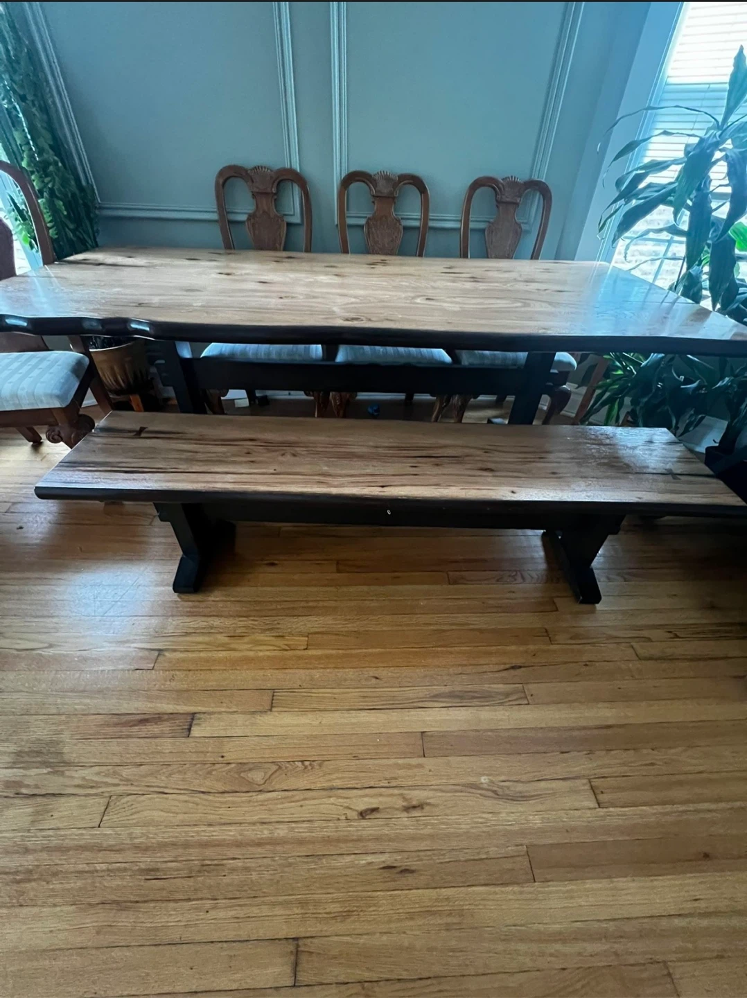 Wood Dining Table with Bench and 4 Chairs