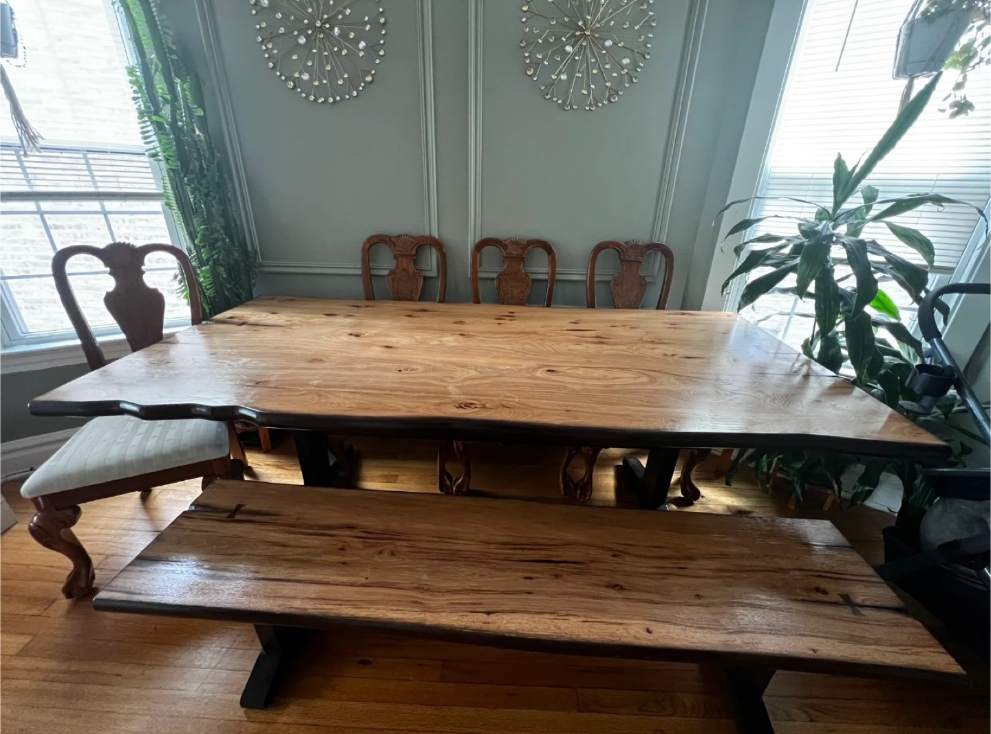 Wood Dining Table with Bench and 4 Chairs - photo 2