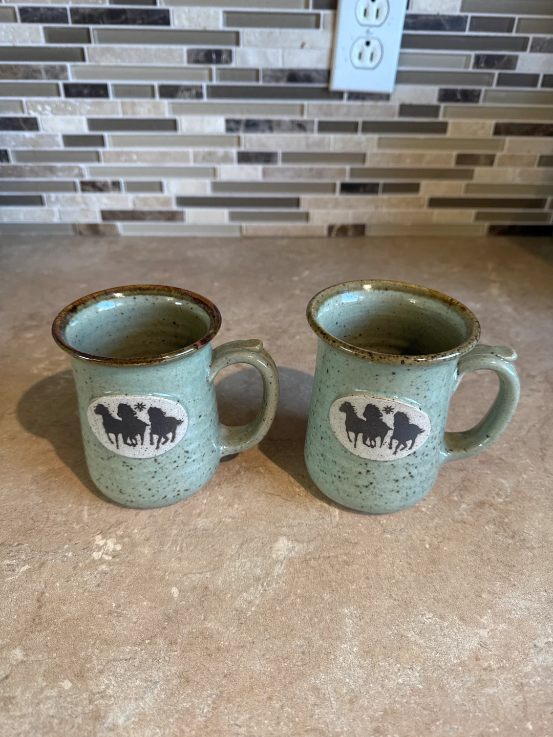 Set of 2 Ceramic Mugs with Horse Design