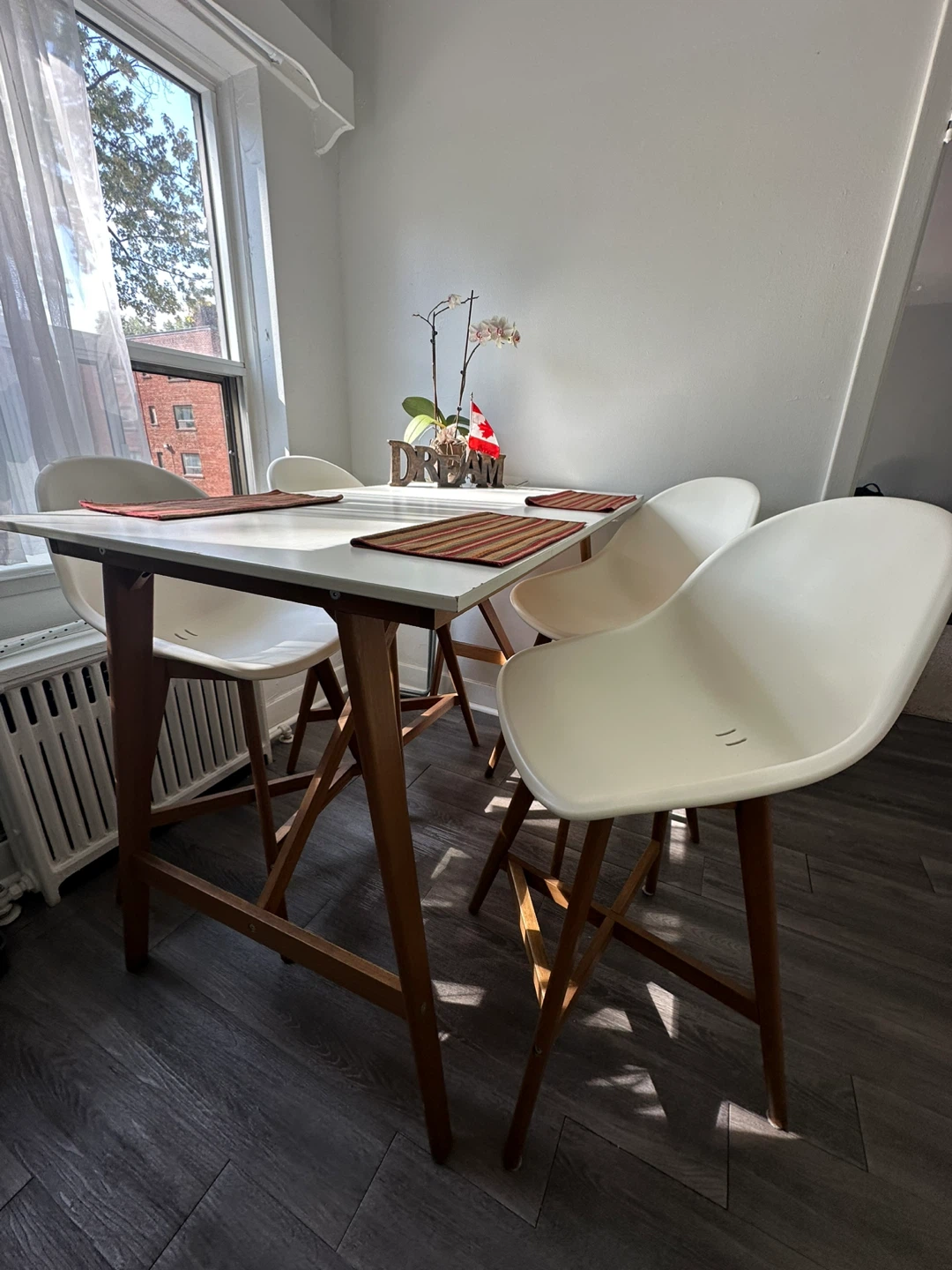 White Dining Table with 4 Chairs