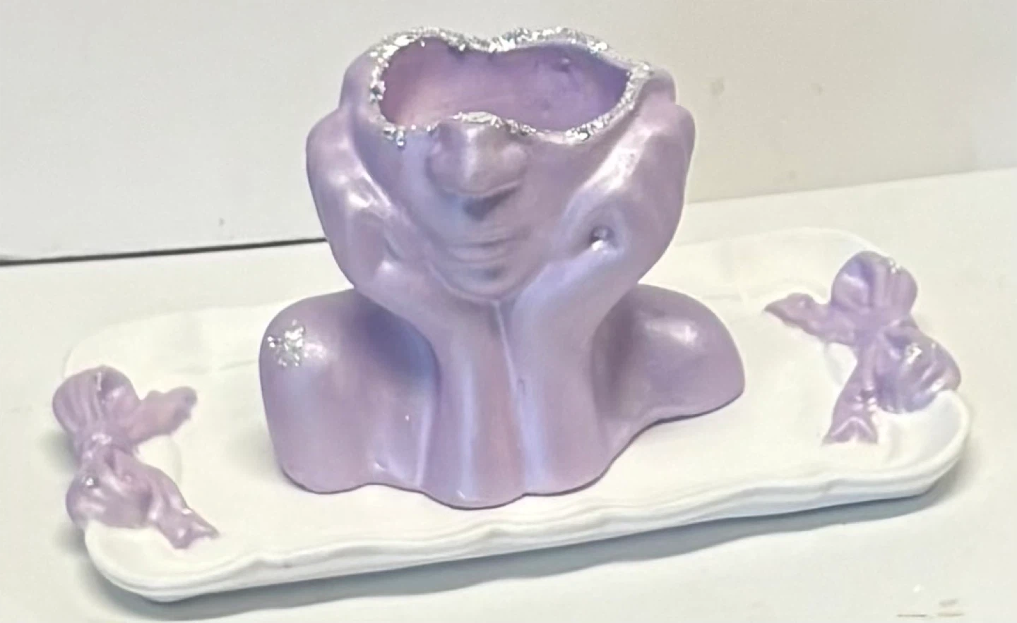 Handmade tray and a girl face planter vase or trinket box