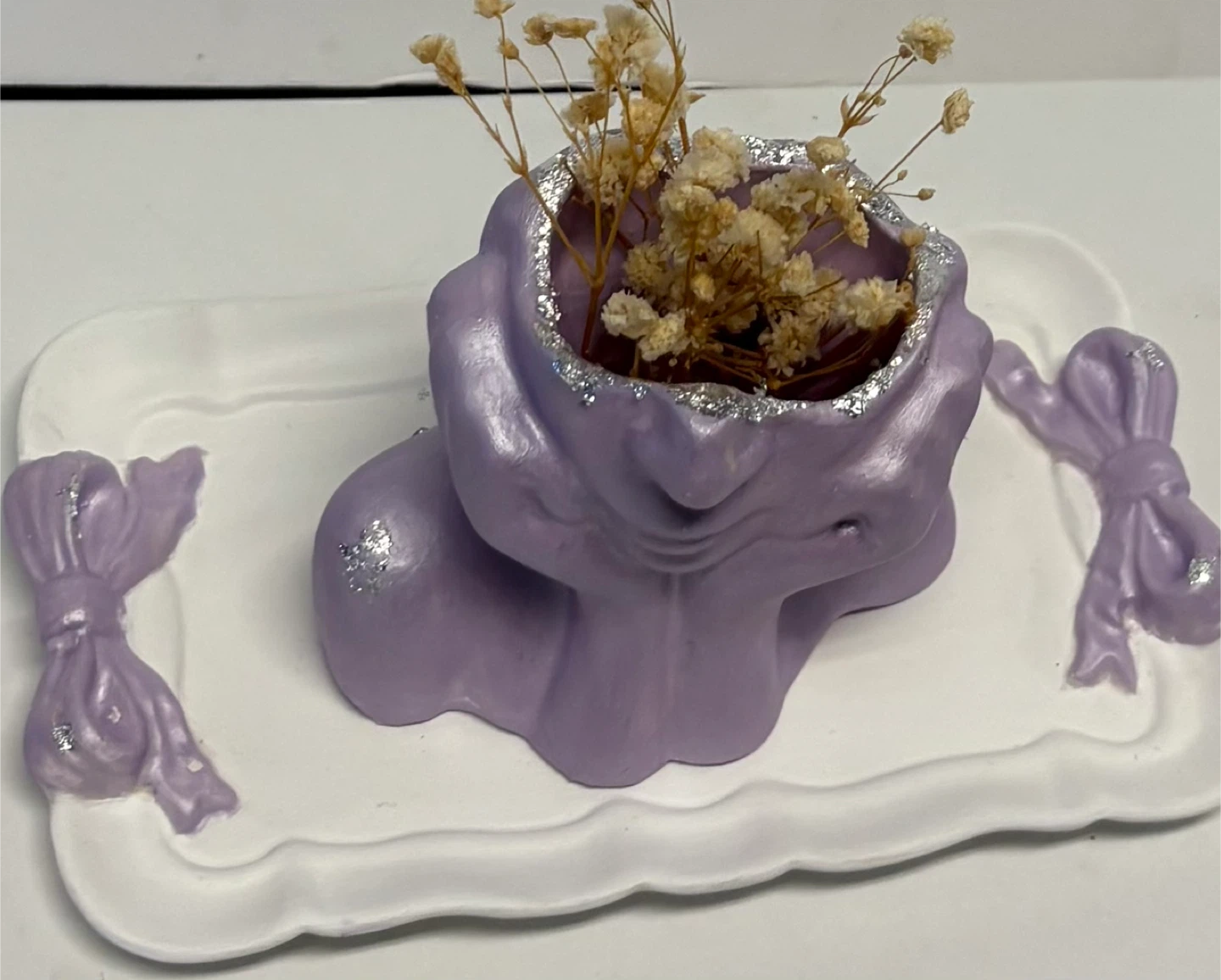 Handmade tray and a girl face planter vase or trinket box - photo 5
