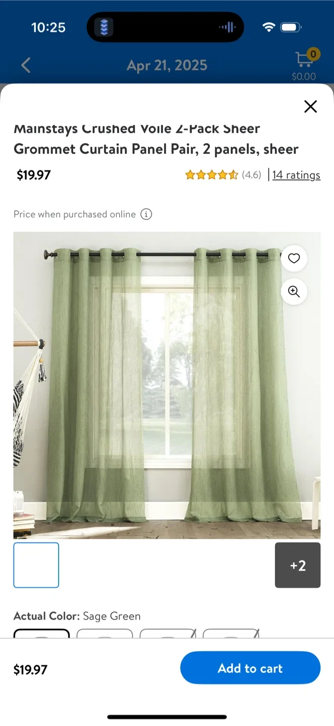 Mainstays 63" Grommet Curtain Panel Pair image indicator(4)