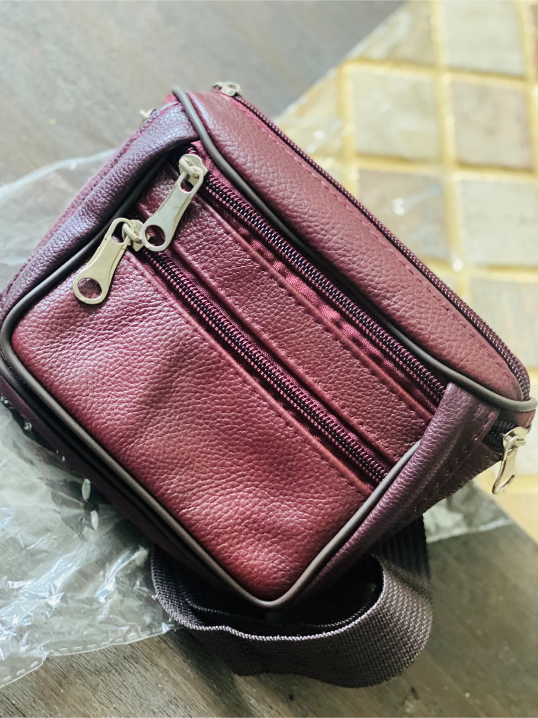 New Burgundy Leather Fanny Pack