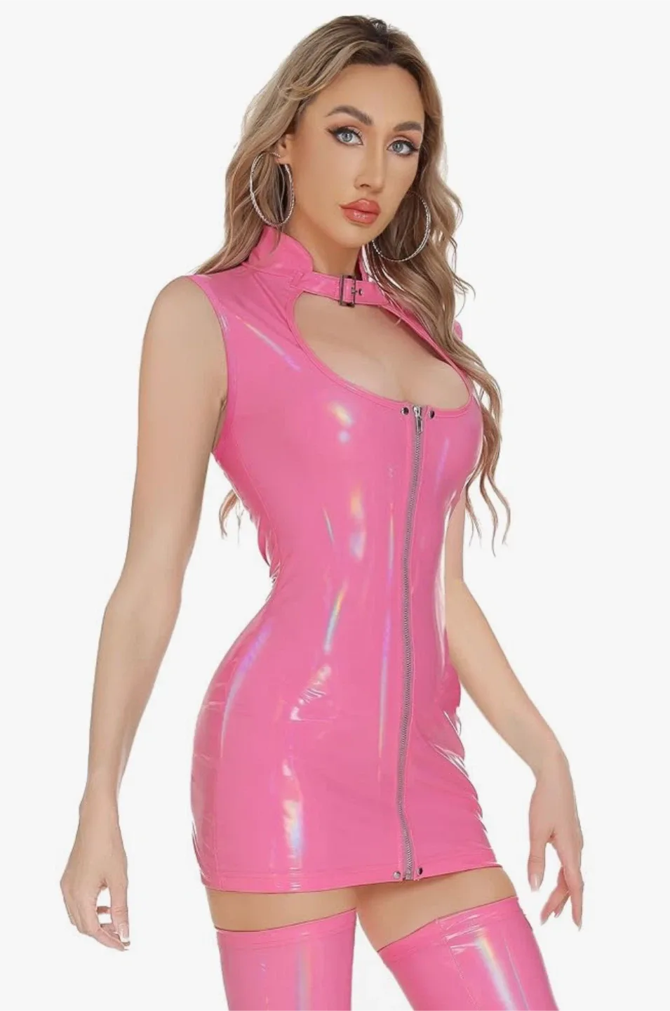 Pink Bodycon Mini Dress - Size L image indicator(3)